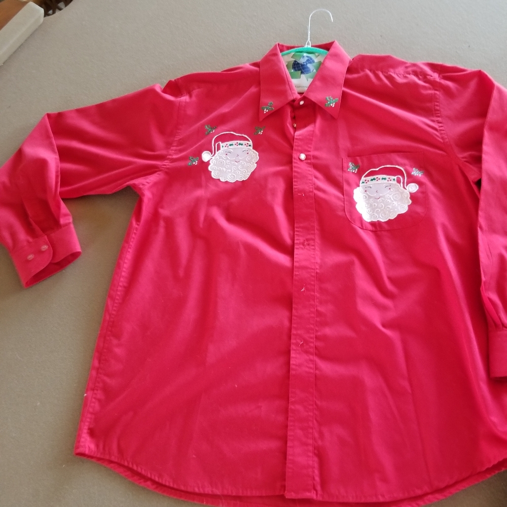 Hand painted Christmas Santa Red Boyfriends Shirt